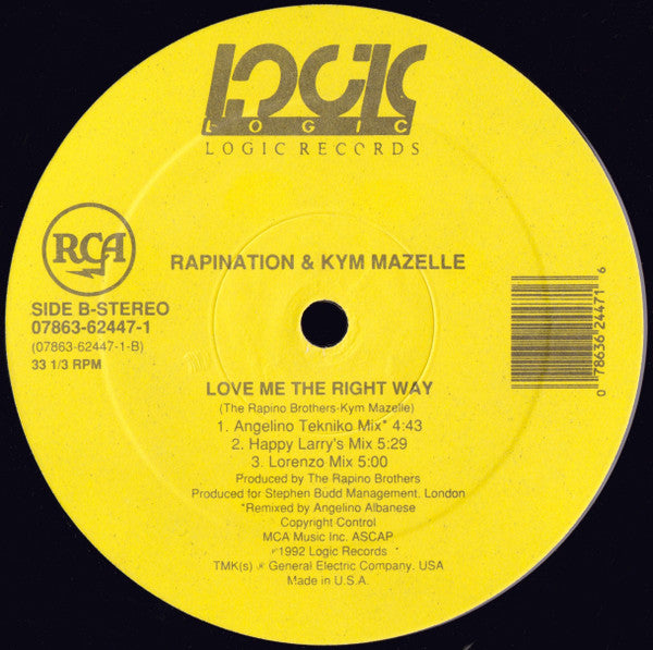 The Rapino Brothers & Kym Mazelle : Love Me The Right Way (12")