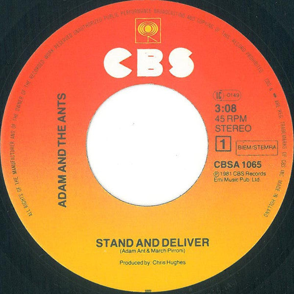 Adam And The Ants : Stand & Deliver! (7", Single)