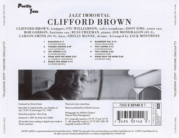 Clifford Brown featuring Zoot Sims : Jazz Immortal (CD, Album, Mono, RE, RM)