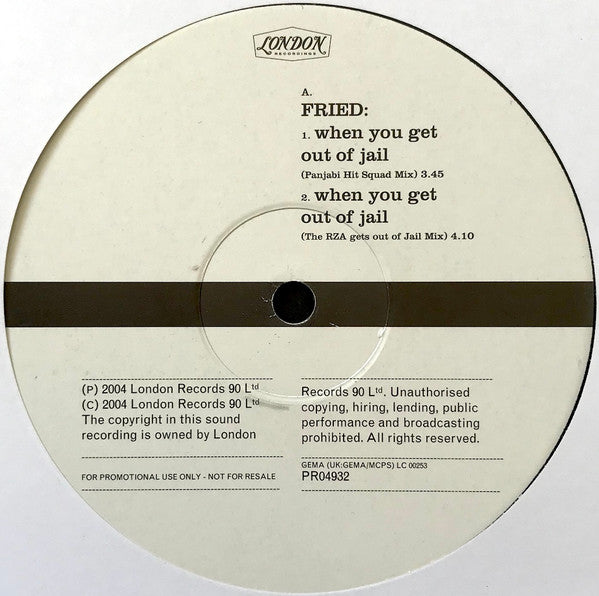 Fried : When You Get Out Of Jail (12", Promo)
