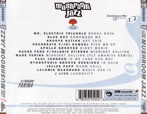 DJ Mark Farina* : Mushroom Jazz (CD, Comp, Mixed, RE)
