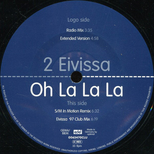 2 Eivissa : Oh La La La (Summer '97) (12")