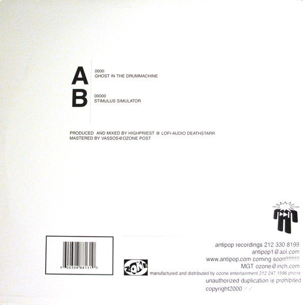 High Priest : Ghost In The Drummachine (12")