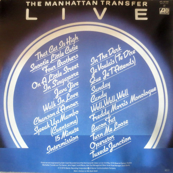 The Manhattan Transfer : Live (LP, Album)