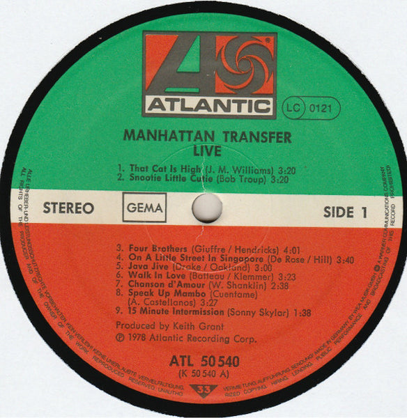 The Manhattan Transfer : Live (LP, Album)