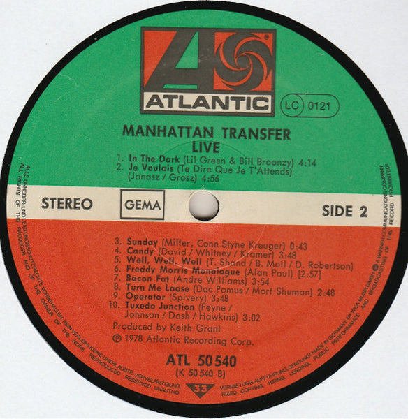 The Manhattan Transfer : Live (LP, Album)