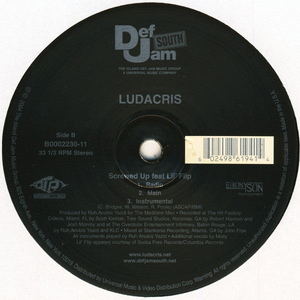 Ludacris : Splash Waterfalls (Whatever You Want Remix) / Screwed Up (12", Single)