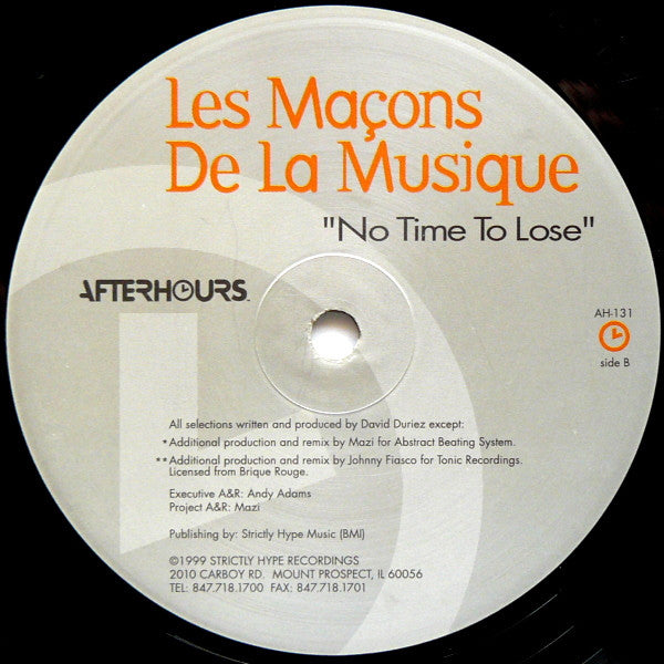 Les Maçons De La Musique : No Time To Lose (12")