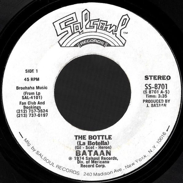 Joe Bataan : The Bottle = La Botella / When You're Down (Funky Mambo) (7", Promo, Styrene)