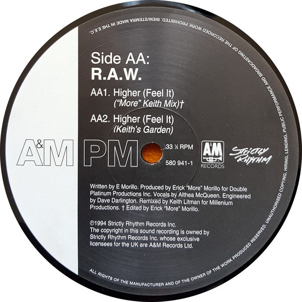 R.A.W. : Higher (Feel It) (12")