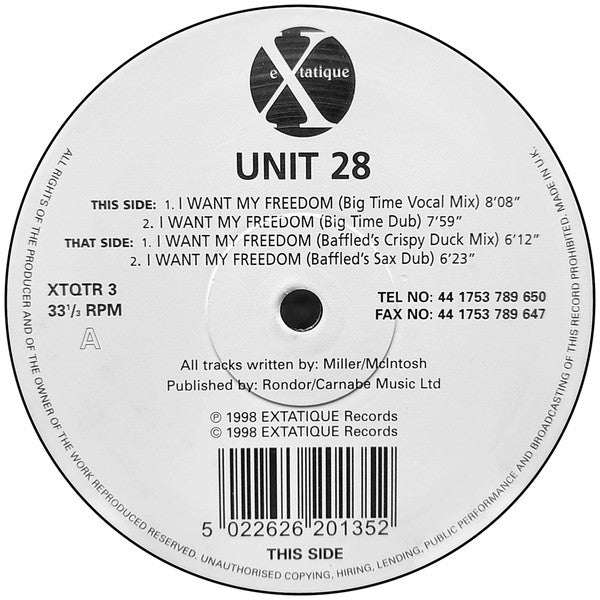 Unit 28 : I Want My Freedom (12")