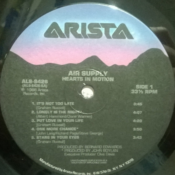 Air Supply : Hearts In Motion (LP, Album)