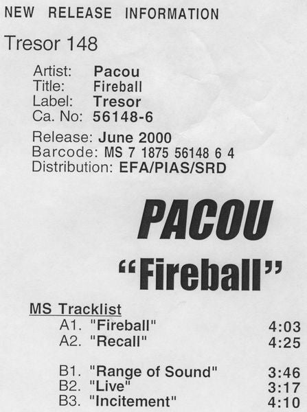 Pacou : Fireball (12", W/Lbl)