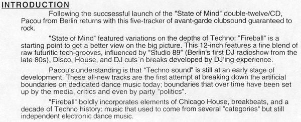 Pacou : Fireball (12", W/Lbl)