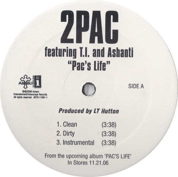 2Pac Featuring T.I. & Ashanti : Pac's Life (12", Promo)