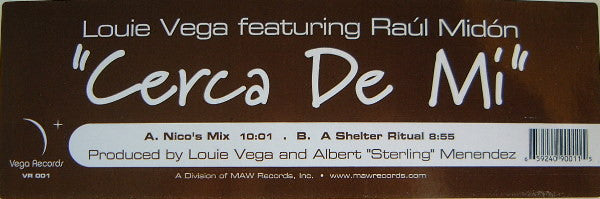 Louie Vega Featuring Raul Midón : Cerca De Mi (12")