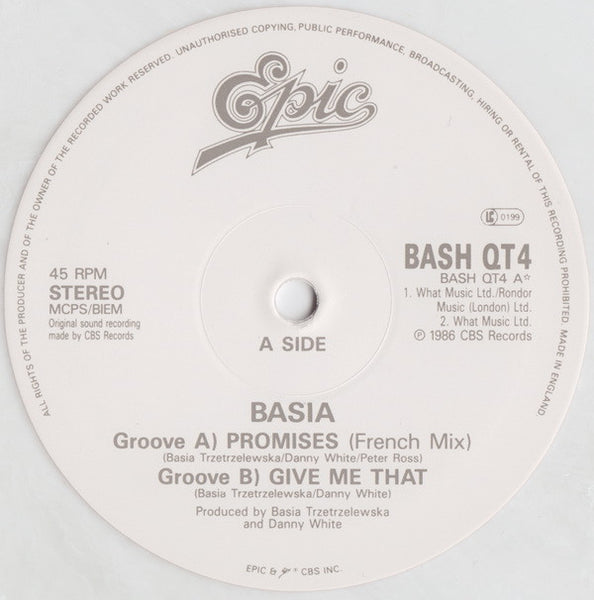 Basia : Promises / Give Me That (10", Single, Ltd, Whi)