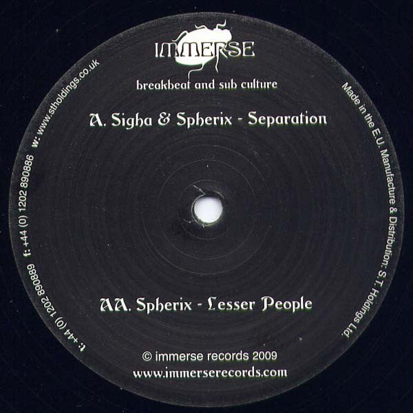 Sigha & Spherix / Spherix : Separation / Lesser People (12")