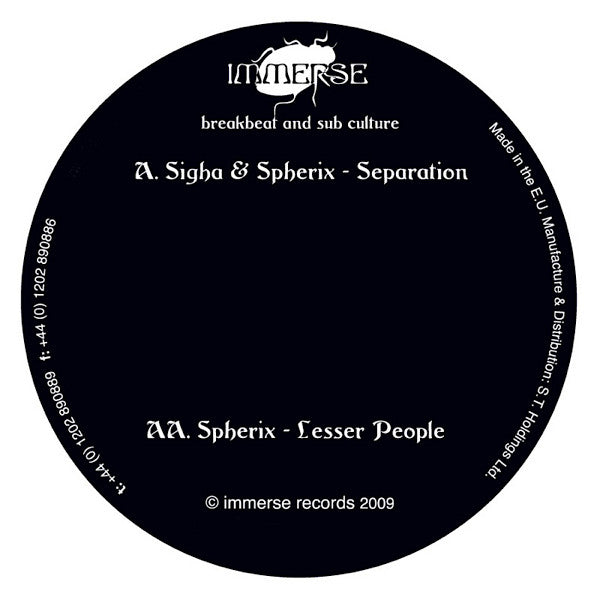 Sigha & Spherix / Spherix : Separation / Lesser People (12")