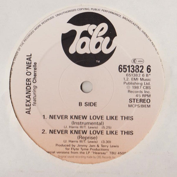 Alexander O'Neal Featuring Cherrelle : Never Knew Love Like This (Extended Version) (12", Single)