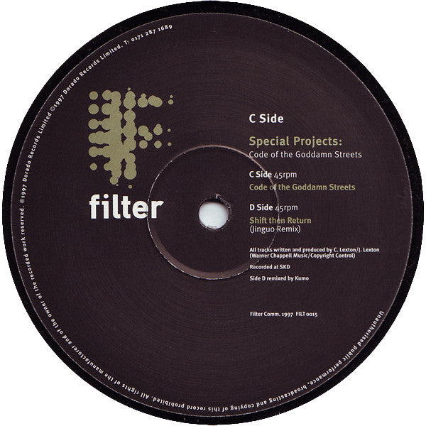 Special Projects : Code Of The Goddamn Streets (2x12")