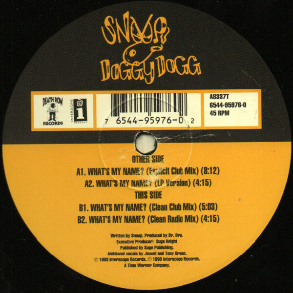Snoop Dogg : What's My Name? (12", Single)
