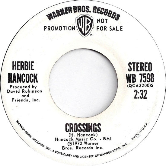Herbie Hancock : Crossings (7", Promo)