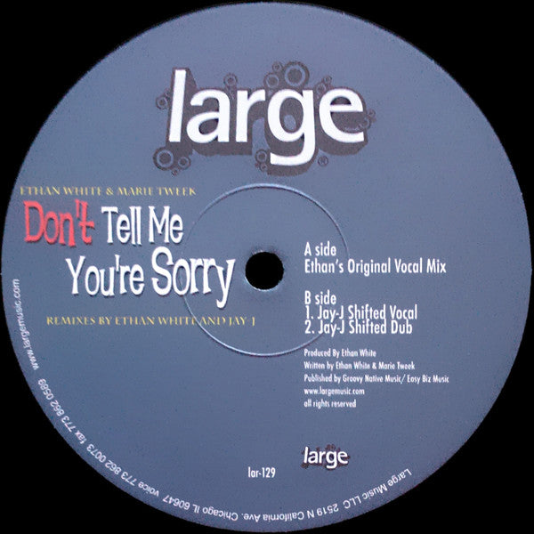 Ethan White & Marie Tweek : Don't Tell Me You're Sorry (12")