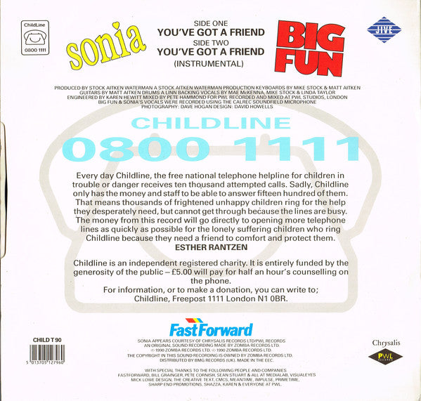 Big Fun & Sonia : You've Got A Friend (12", Single)