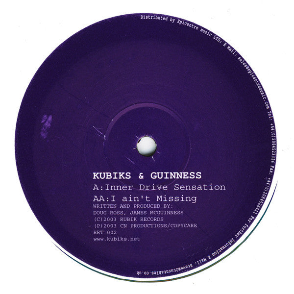 Kubiks + Guinness : Inner Drive Sensation / I Ain't Missing (12")