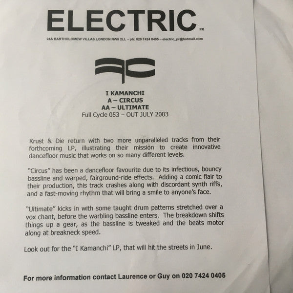 Kamanchi : Circus / Ultimate (12", Promo, W/Lbl)