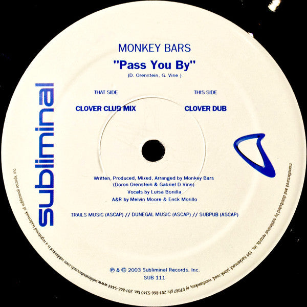 Monkey Bars Feat. Luisa Bonilla : Pass You By (12")