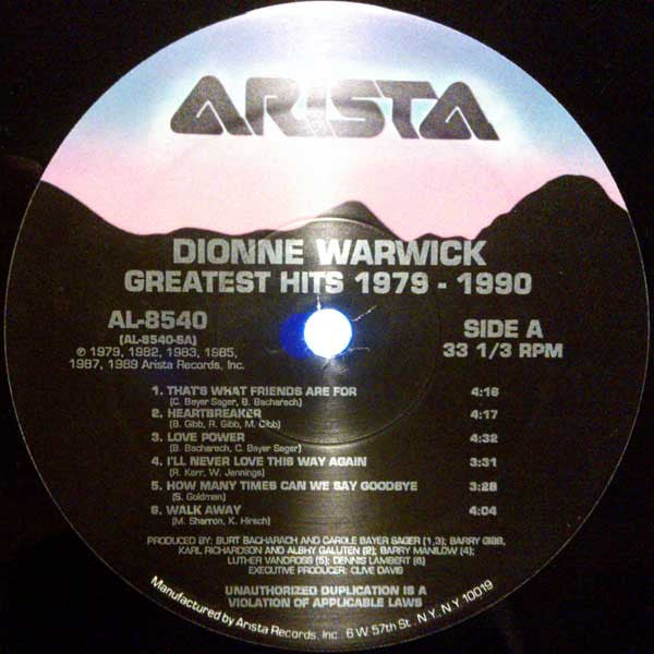 Dionne Warwick : Greatest Hits 1979-1990 (LP, Comp)