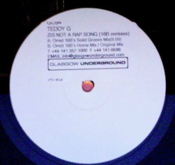 Teddy G : Zis Not A Rap Song (12", Promo, W/Lbl)