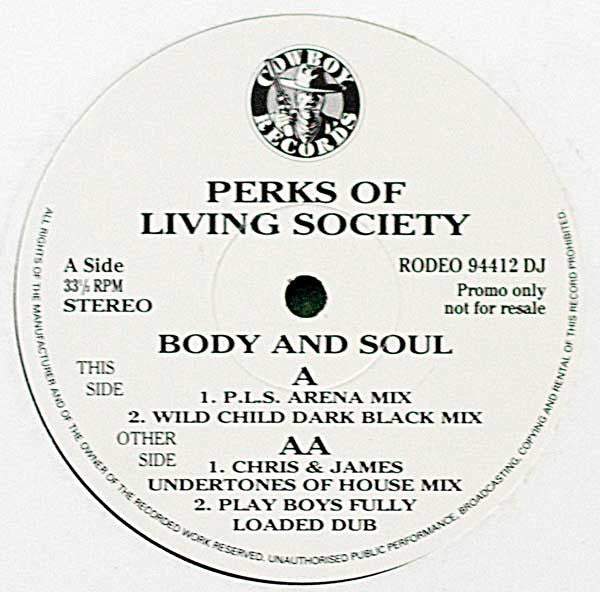 Perks Of Living Society : Body And Soul (12", Promo)