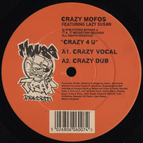 Crazy Mofo's Featuring Lazy Susan : Crazy 4 U (12")