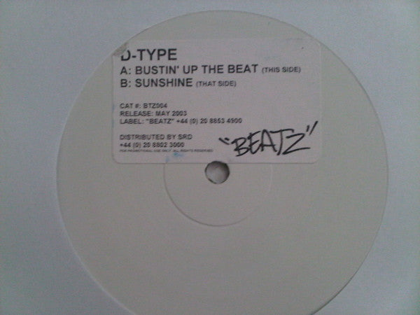 D-Type : Bustin' Up The Beat / Sunshine (12", Promo, W/Lbl, Sti)