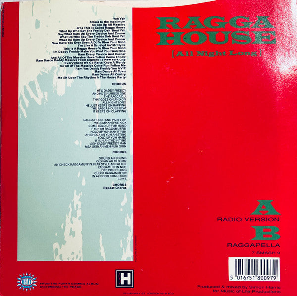 Simon Harris Starring Daddy Freddy : Ragga House (All Night Long) (7", Single)
