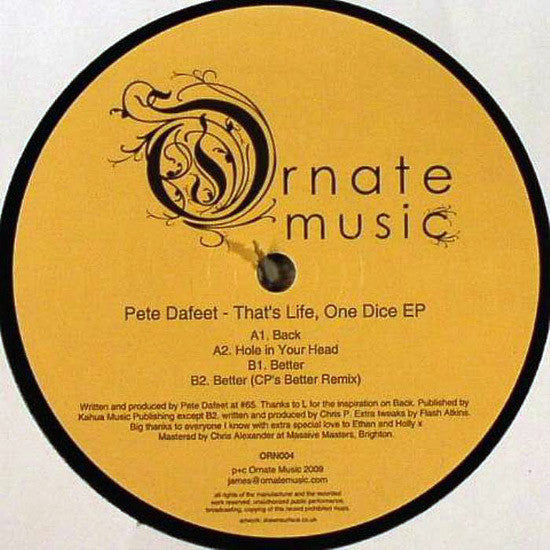 Pete Dafeet : That's Life, One Dice EP (12", EP)