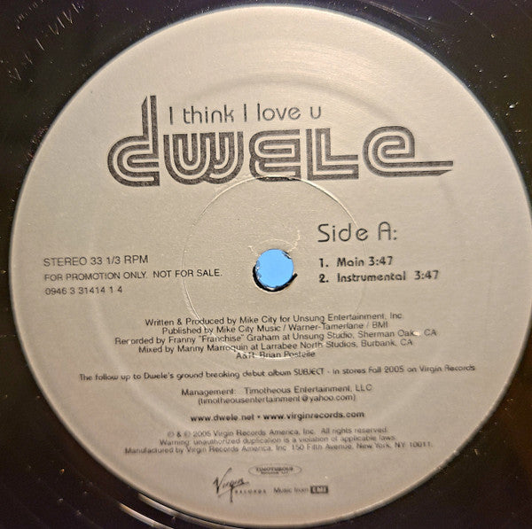 Dwele : I Think I Love U (12", Promo)
