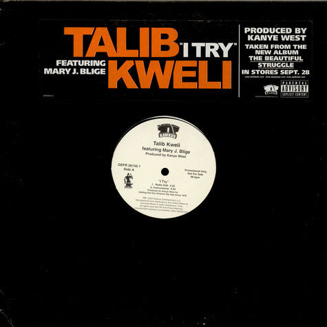 Talib Kweli Featuring Mary J. Blige : I Try (12", Promo)