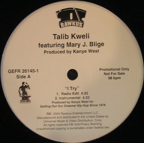 Talib Kweli Featuring Mary J. Blige : I Try (12", Promo)