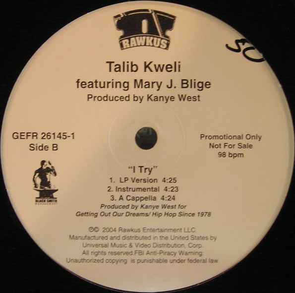 Talib Kweli Featuring Mary J. Blige : I Try (12", Promo)