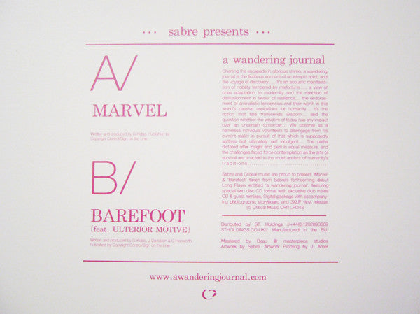 Sabre : A Wandering Journal (LP Sampler) (12", Smplr)