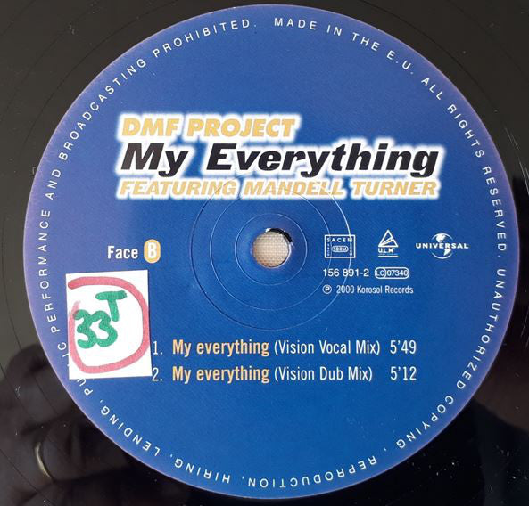 DMF Project Featuring Mandell Turner* : My Everything (12")