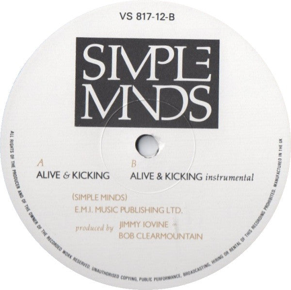 Simple Minds : Alive & Kicking (12", Single)
