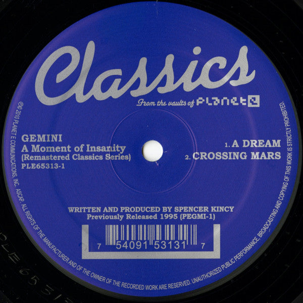 Gemini : A Moment Of Insanity (12", RE, RM)