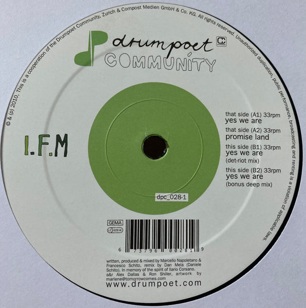 I.F.M. : Yes We Are EP (12", EP)