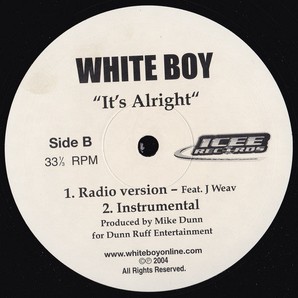 White Boy (4) : Can't Get Out Of The Game / It's Alright (12")