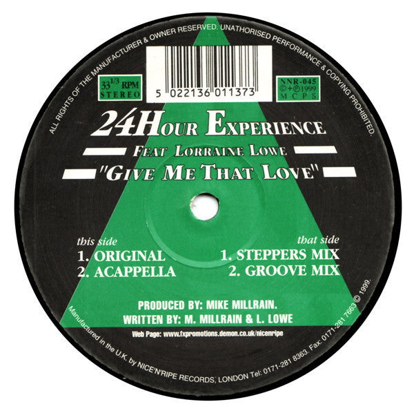 24Hour Experience Feat. Lorraine Lowe : Give Me That Love (12")